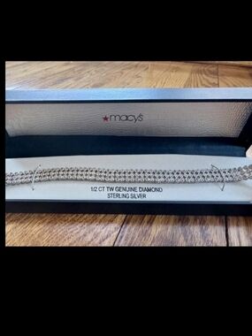 3 row Sterling Silver Diamond Tennis Bracelet - Silver